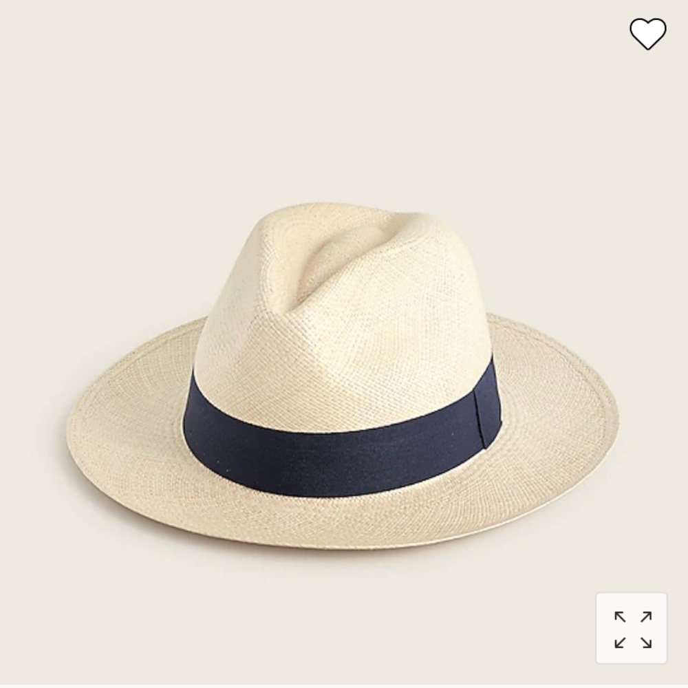 J. Crew Panama Straw Hat with Grosgrain Ribbon Medium/ Large